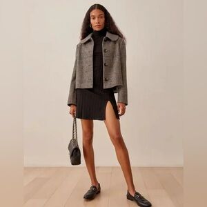 Reformation Gray Cropped Tweed Jacket